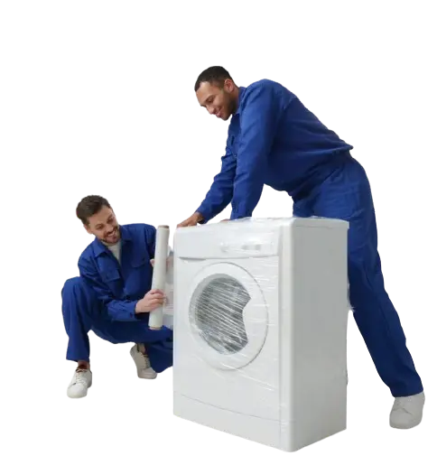 man and van in alperton wrapping a washing machine with shrink wrap