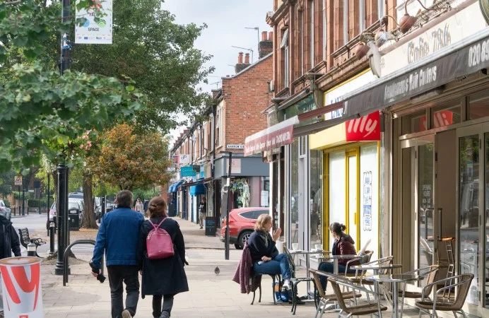 Shops and cafes on Pitshanger Lane in Ealing, West London for removals in Ealing.