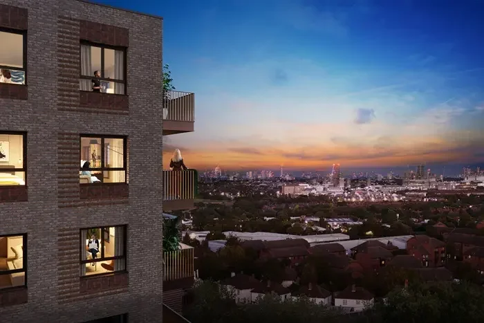 Image of a popular apartment complex in West Ealing during a residential removal, showing a local removals van assisting with a house move in London W13