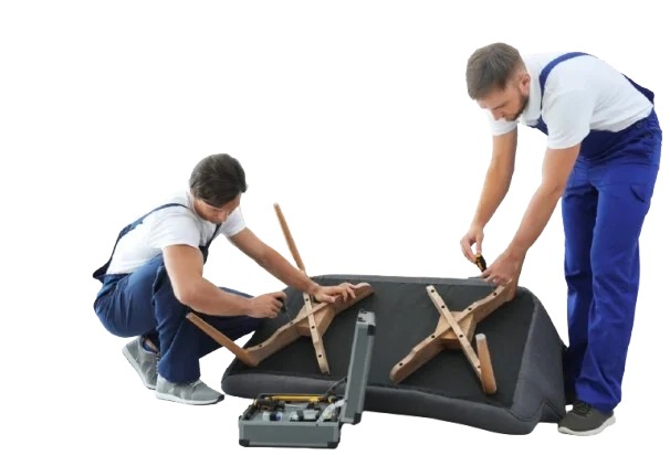Master Movers London team assembling furniture during a professional removal service, highlighting skilled and reliable movers in London.