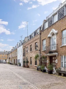 Childs Hill North West London residential street with houses and flats near main road connections
